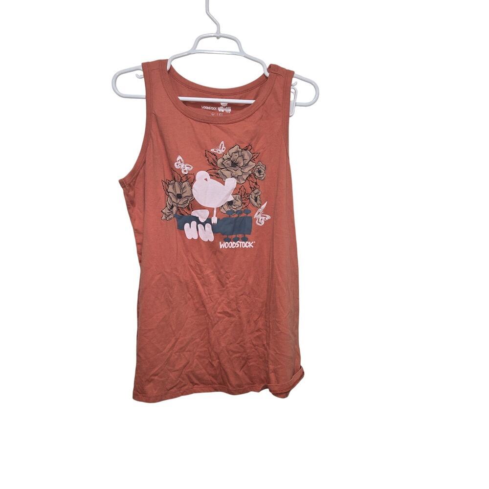 Life Clothing Co Woodstock Floral Guitar Graphic Tank Top Size 1 Rust